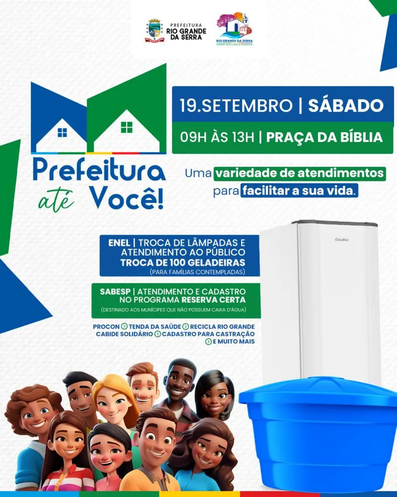 Rio Grande da Serra realiza a troca de 100 geladeiras entre outras ações no Prefeitura até Você! deste sábado (19)